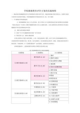 学校健康教育评价方案(学校版)