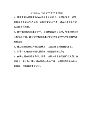 企业法人代表安全生产责任制