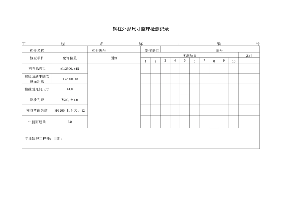 钢结构实测实量监理用表_第1页