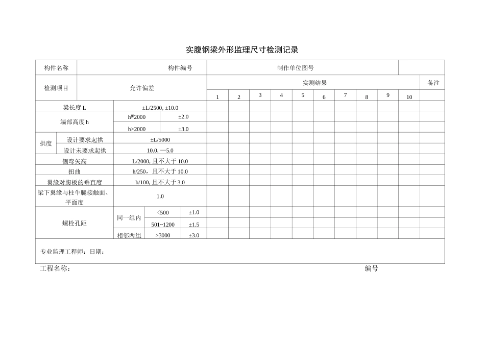 钢结构实测实量监理用表_第2页