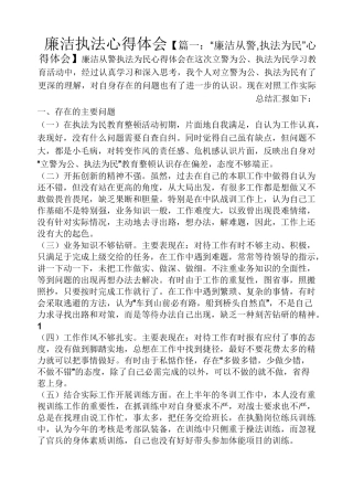 廉洁执法心得体会