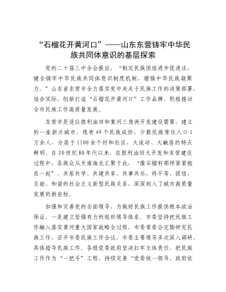 “石榴花开黄河口”——山东东营铸牢中华民族共同体意识的基层探索【资深秘书】