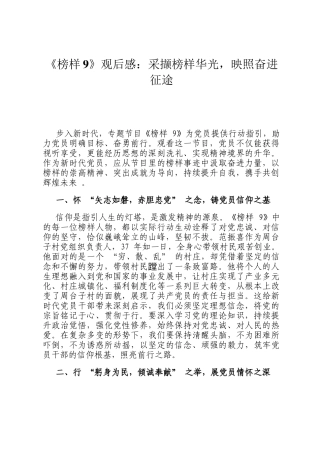 《榜样9》观后感：采撷榜样华光，映照奋进征途