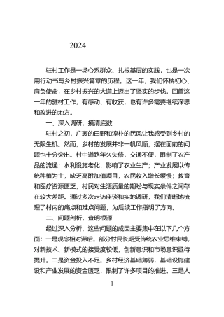 2024年度驻村工作总结【资深秘书】