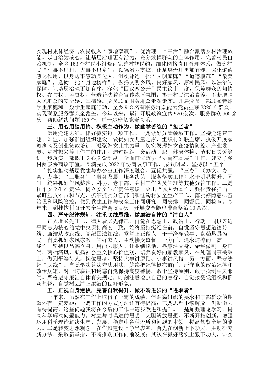 2024年乡镇领导干部个人述职报告_第2页