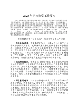 2025年纪检监察工作要点