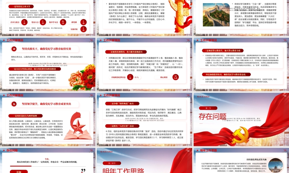 20250215党建风2024年党建工作总结和2025工作计划ppt含讲稿