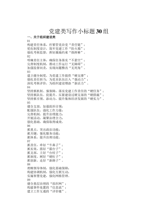 党建类写作小标题30组
