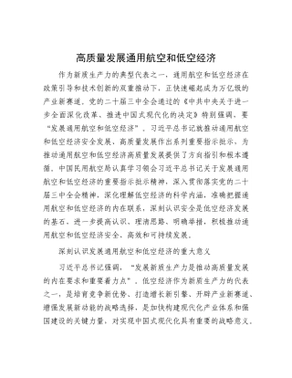 高质量发展通用航空和低空经济【资深秘书】