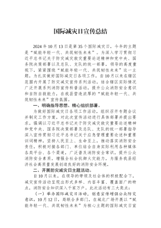 国际减灾日宣传总结 【资深秘书】