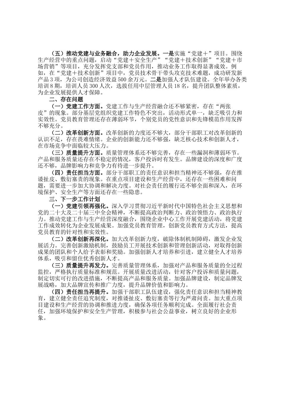 国企党委书记2024年年终工作述职报告_第2页