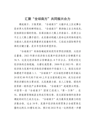 汇聚“全球南方”共同振兴合力【资深秘书】