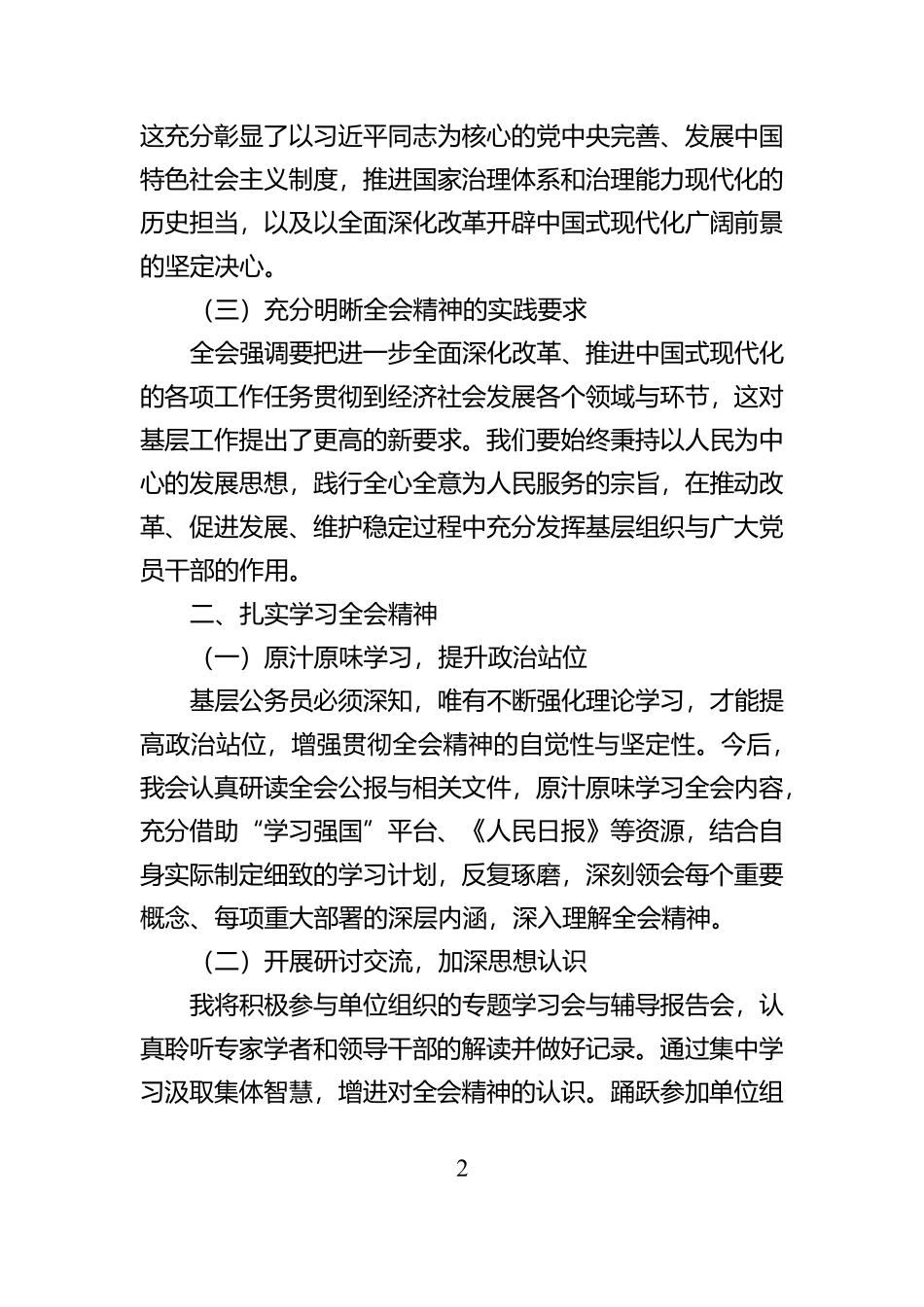 基层干部学习贯彻二十届三中全会精神的研讨发言【资深秘书】_第2页