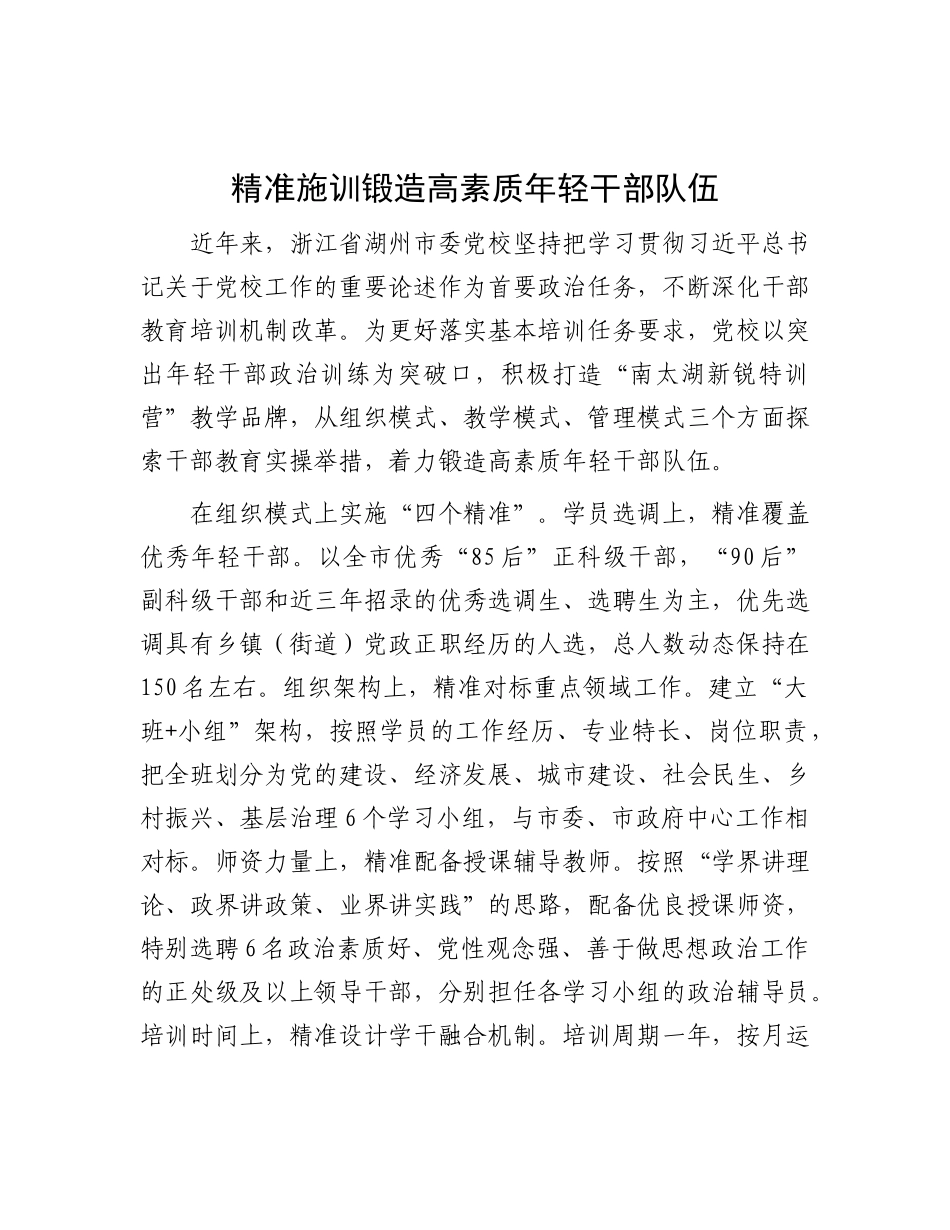 精准施训锻造高素质年轻干部队伍【资深秘书】_第1页