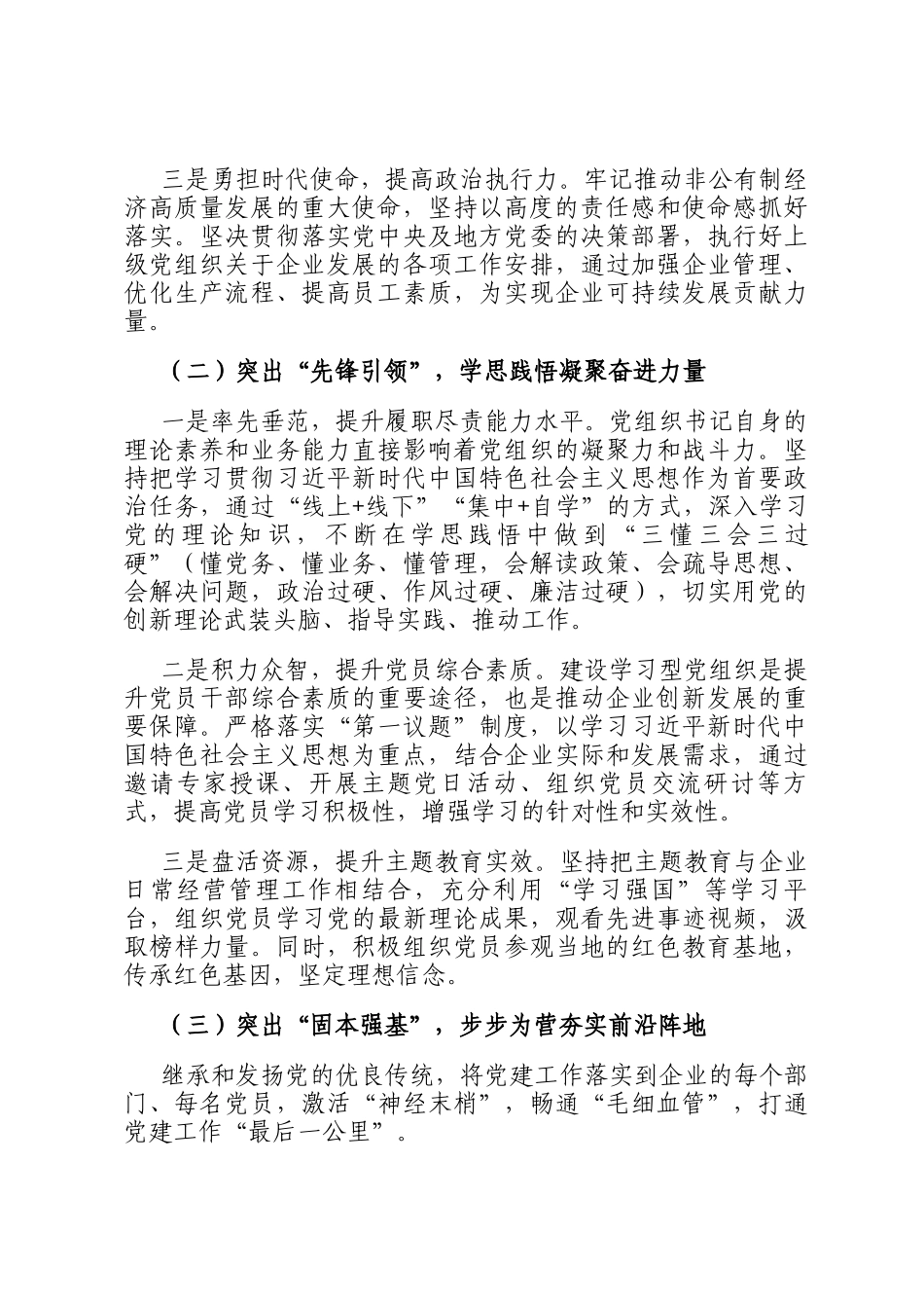 两新领域非公有制经济党组织书记抓党建述职报告_第2页