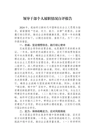 领导干部个人履职情况自评报告