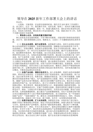 领导在2025新年工作部署大会上的讲话