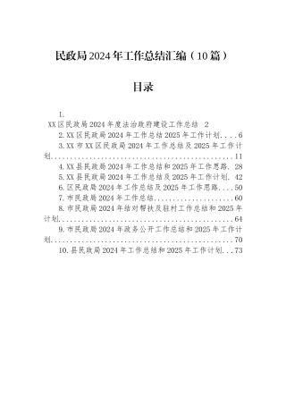 民政局2024年工作总结汇编（10篇）