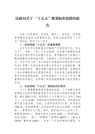 民政局关于+“十五五”规划初步思路的报告【资深秘书】