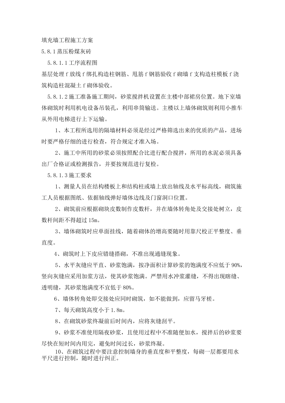 填充墙工程施工方案_第1页
