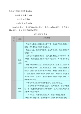 给排水工程施工方案优选