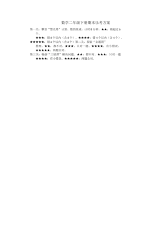 数学二年级下册期末乐考方案