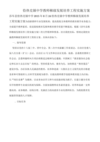 学校教师梯级发展培养工程实施方案