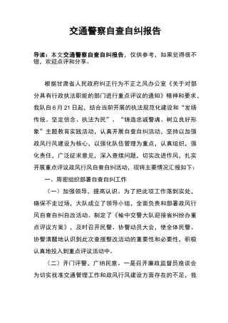 交通警察自查自纠报告