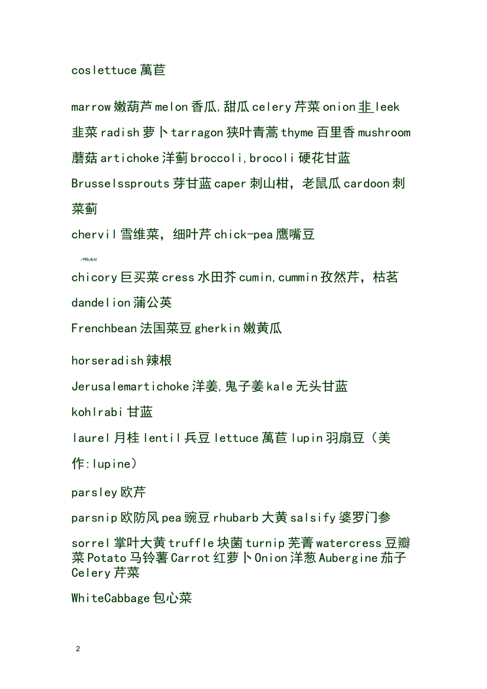 蔬菜单词大全_第2页