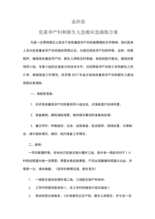 危重孕产妇救治演练方案