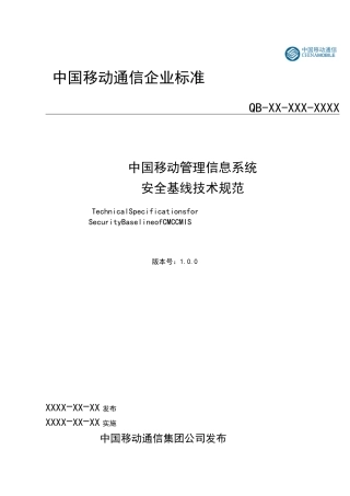 中国移动管理信息系统安全基线规范v10