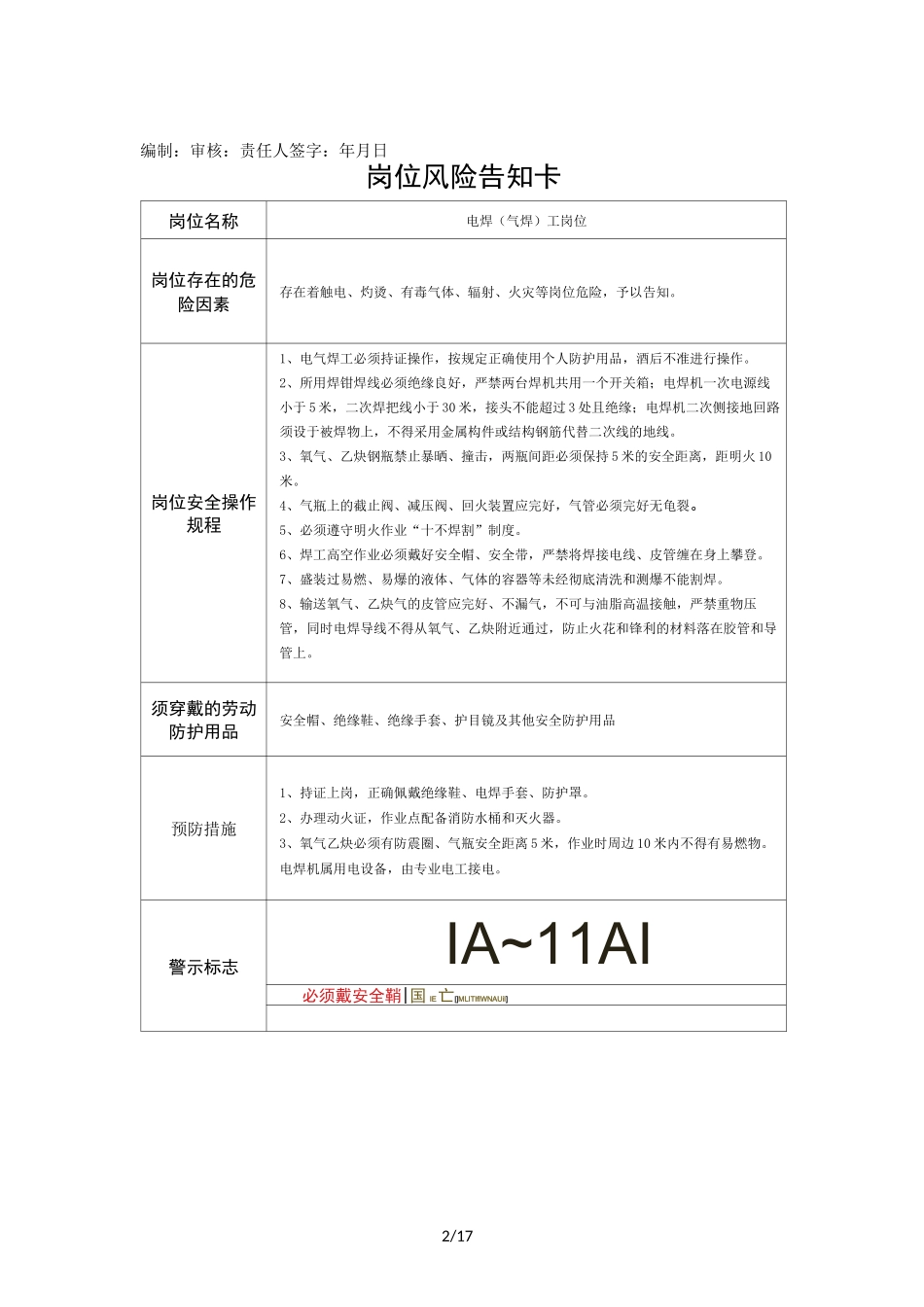 施工项目风险告知卡_第2页