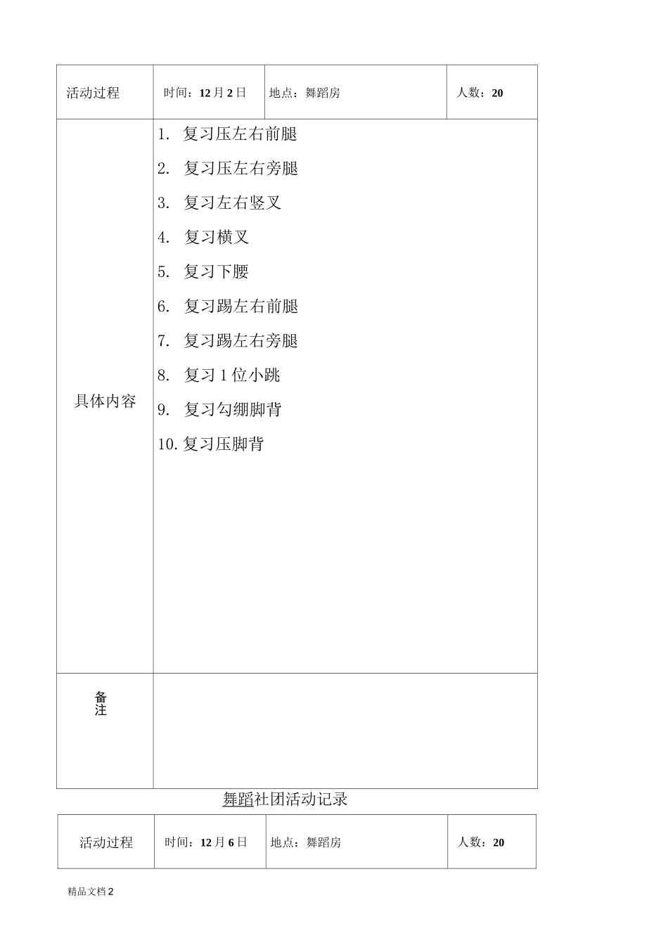 舞蹈 社团活动记录_第2页