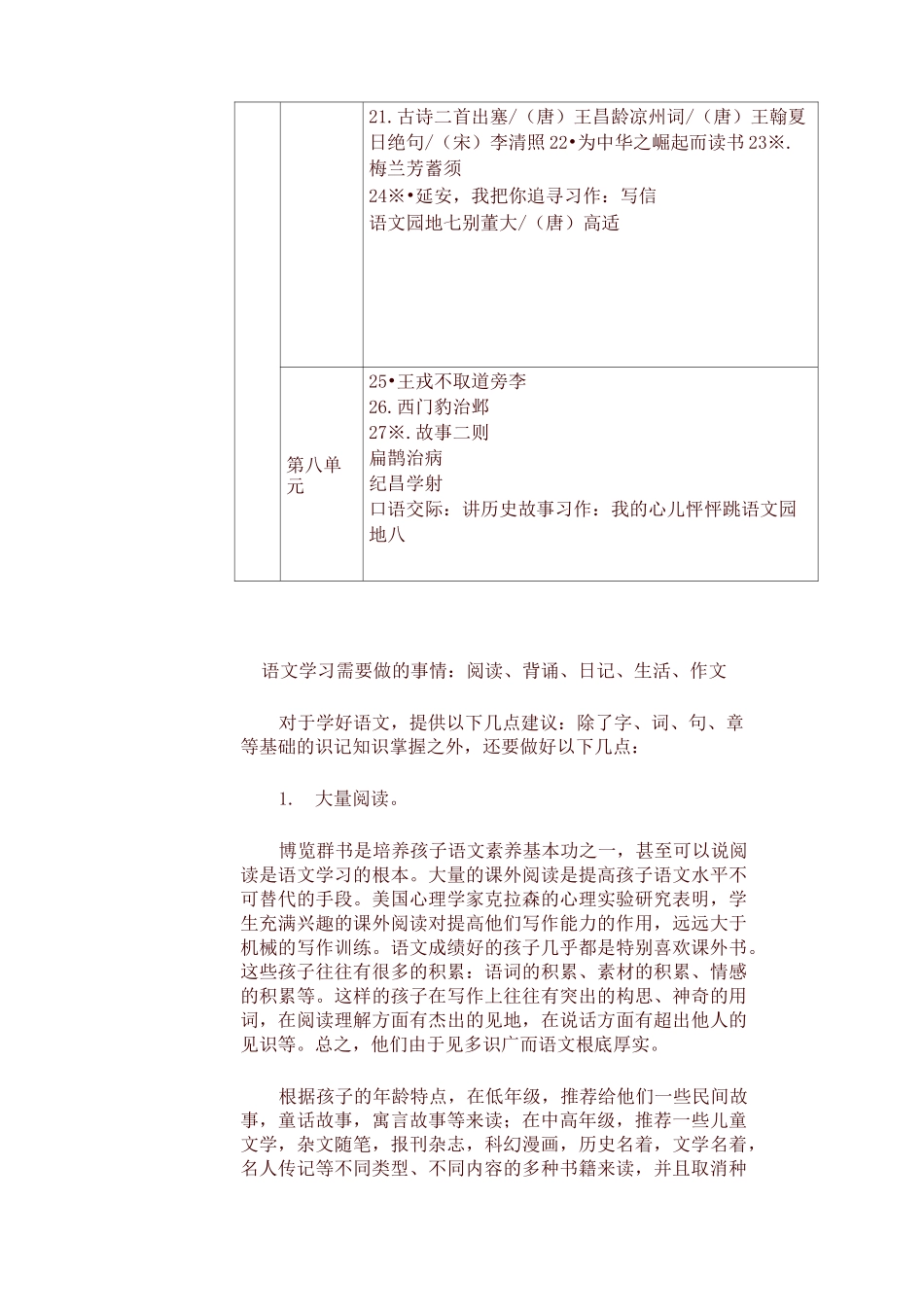 新人教版(部编版)四年级语文上下教材课文目录_第3页