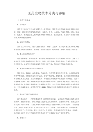 医药生物技术分类与详解