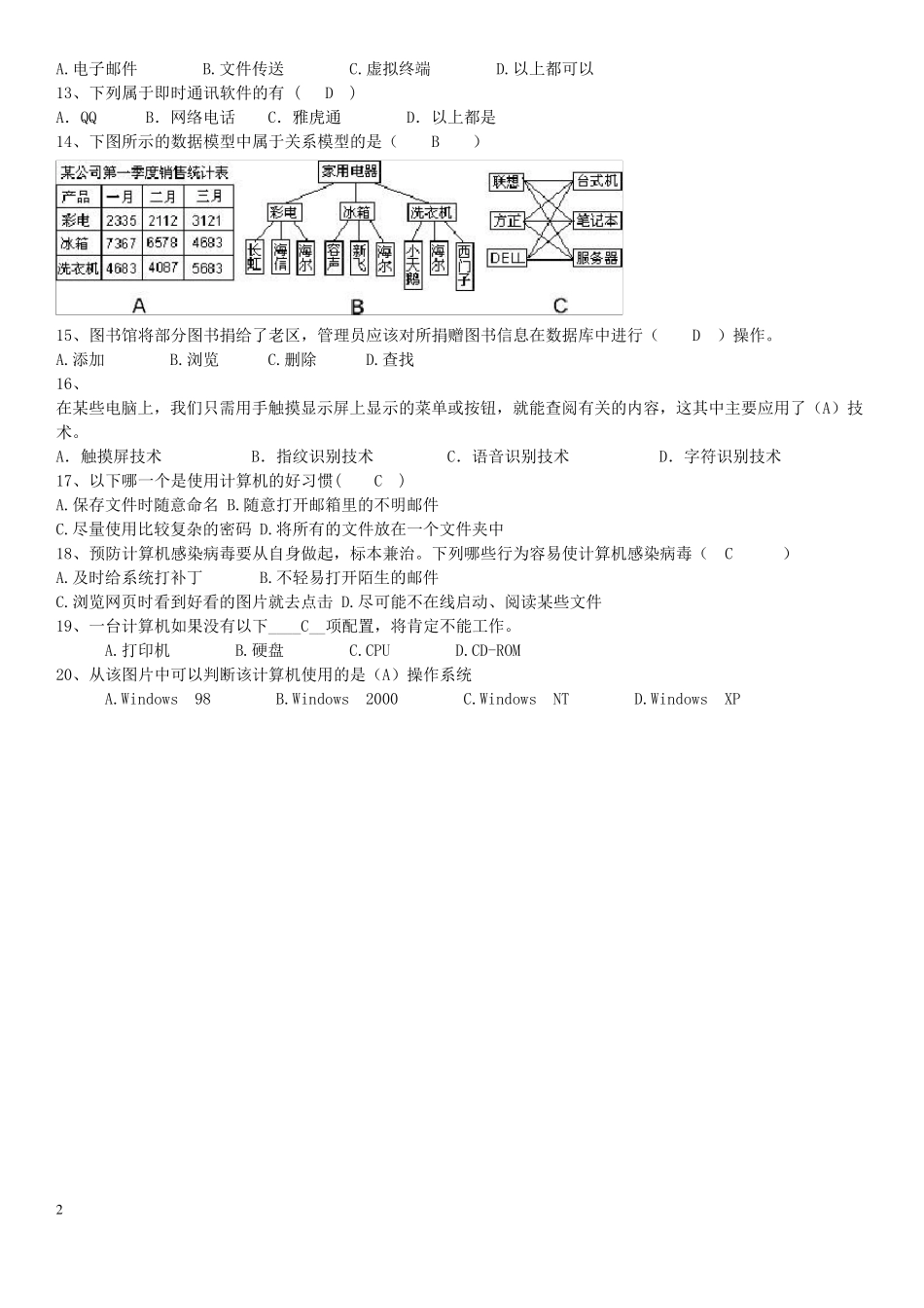 河北省高中信息技术会考试题_第2页