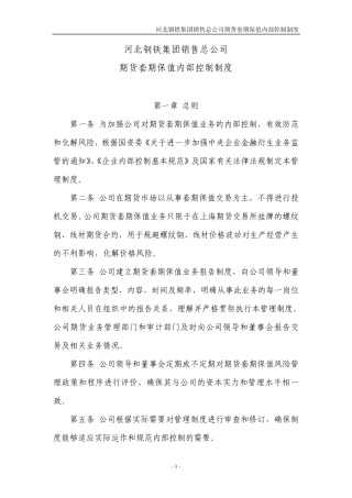 河北钢铁套期保值内部控制制度