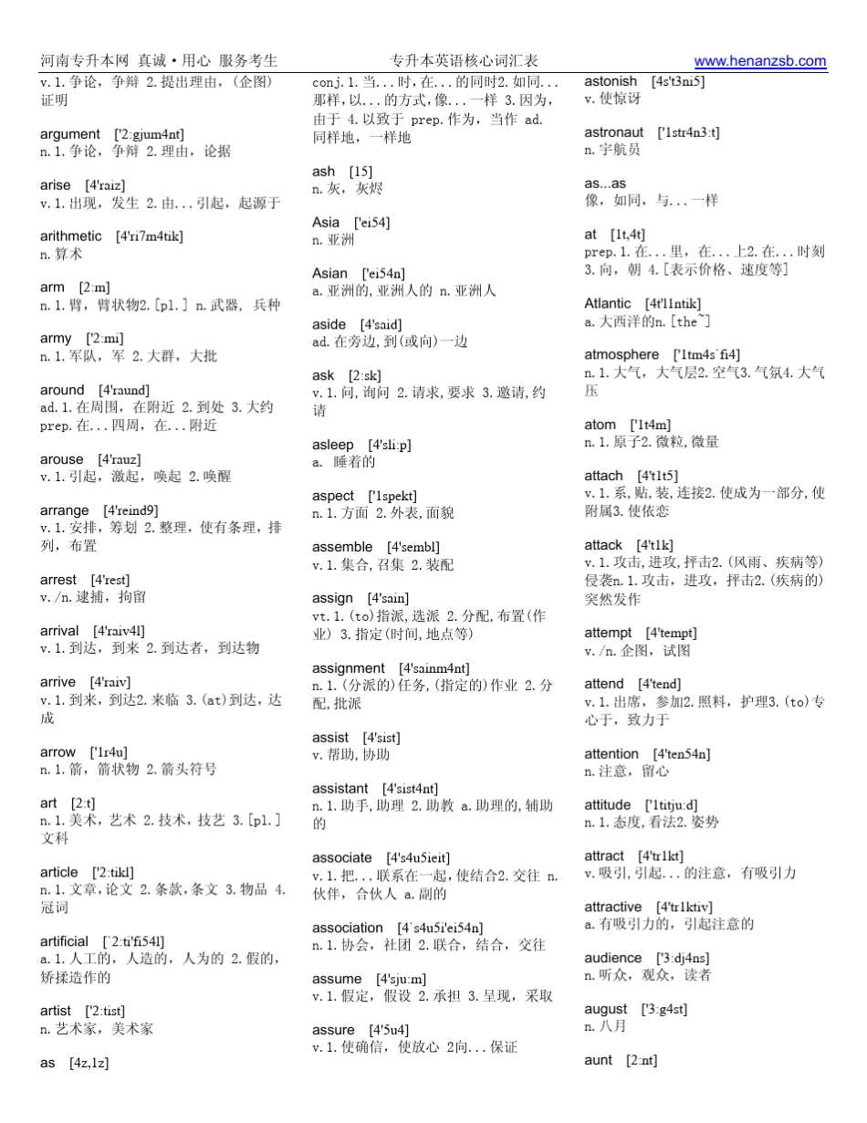 河南专升本英语核心词汇表_第3页