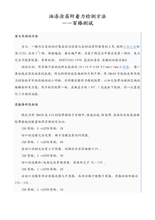 油漆涂层附着力检测方法