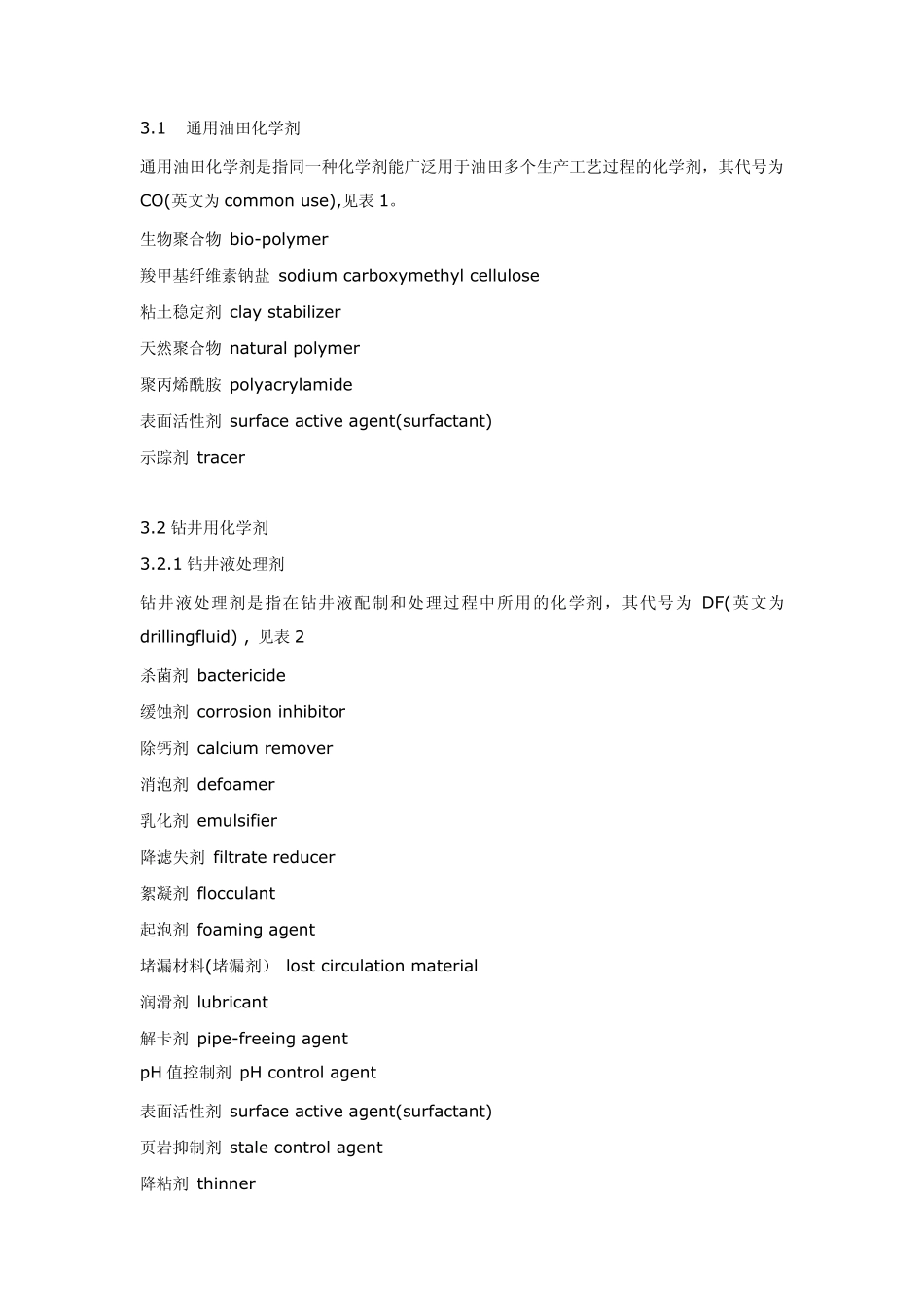 油田化学用剂及其英文翻译_第1页
