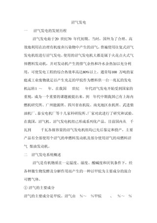 沼气发电相关内容