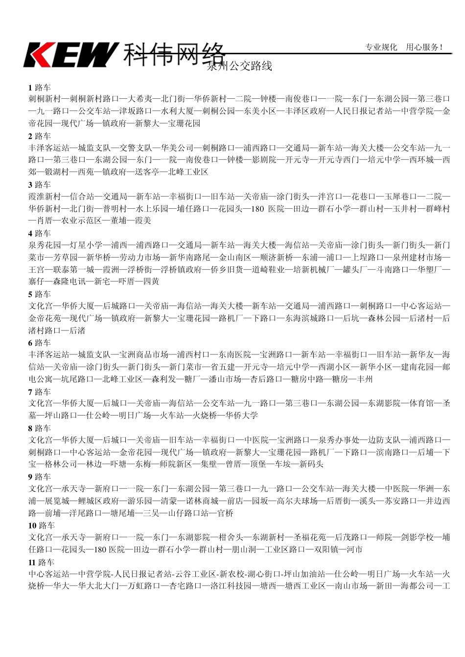 泉州公交车路线大全_第1页