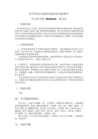 生理实验家兔呼吸衰竭和肝性脑病实验报告