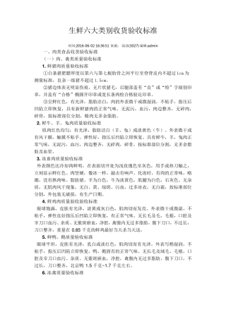 生鲜六大类别收货验收标准