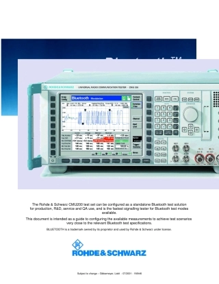 用CMU200在蓝牙模块上进行发送器和接收器测量