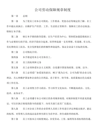 用人单位劳动保障规章制度