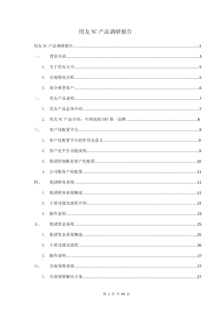 用友+NC+产品调研报告