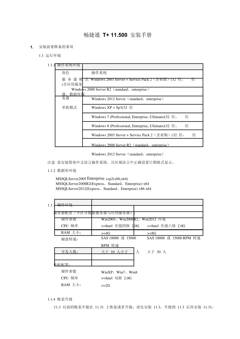 用友T+安装方法及简单故障处理_第1页