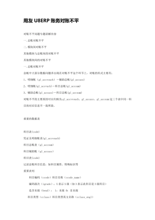 用友U8ERP账务对账不平分析(完整精华版)