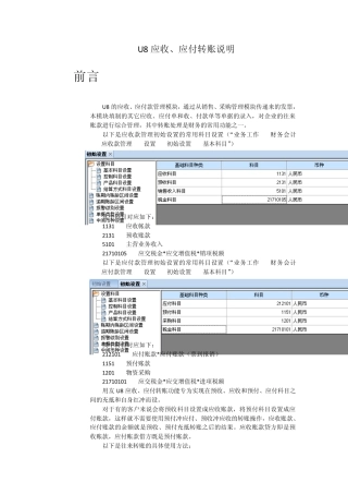 用友U8财务软件应收、应付款管理转账说明